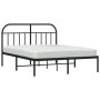 Bed frame with black metal headboard 135x190 cm by vidaXL, Beds and slatted bases - Ref: Foro24-353634, Price: 129,08 €, Disc...