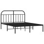 Bed frame with black metal headboard 135x190 cm by vidaXL, Beds and slatted bases - Ref: Foro24-353634, Price: 129,08 €, Disc...