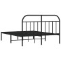 Bed frame with black metal headboard 135x190 cm by vidaXL, Beds and slatted bases - Ref: Foro24-353634, Price: 129,08 €, Disc...