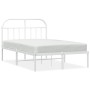 Estructura de cama de metal con cabecero blanca 135x190 cm de vidaXL, Camas y somieres - Ref: Foro24-353683, Precio: 95,99 €,...