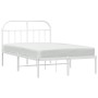 Estructura de cama de metal con cabecero blanca 135x190 cm de vidaXL, Camas y somieres - Ref: Foro24-353683, Precio: 95,99 €,...