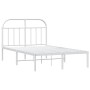 Metal bed frame with white headboard 135x190 cm by vidaXL, Beds and slatted bases - Ref: Foro24-353683, Price: 95,21 €, Disco...