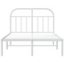 Metal bed frame with white headboard 135x190 cm by vidaXL, Beds and slatted bases - Ref: Foro24-353683, Price: 95,21 €, Disco...