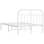 Metal bed frame with white headboard 135x190 cm by vidaXL, Beds and slatted bases - Ref: Foro24-353683, Price: 95,21 €, Disco...