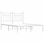 Metal bed frame with white headboard 140x190 cm by vidaXL, Beds and slatted bases - Ref: Foro24-353586, Price: 124,99 €, Disc...