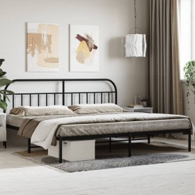 Bed frame with black metal headboard 200x200 cm by vidaXL, Beds and slatted bases - Ref: Foro24-353642, Price: 135,99 €, Disc...