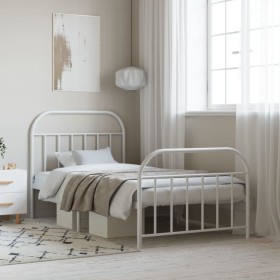 Metal bed frame with headboard and footboard white 107x203 cm by vidaXL, Beds and slatted bases - Ref: Foro24-353698, Price: ...