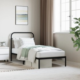 Bed frame with black metal headboard 80x200 cm by vidaXL, Beds and slatted bases - Ref: Foro24-352569, Price: 88,49 €, Discou...