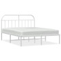 Estructura de cama de metal con cabecero blanca 150x200 cm de vidaXL, Camas y somieres - Ref: Foro24-353686, Precio: 105,94 €...