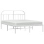 Metal bed frame with white headboard 150x200 cm by vidaXL, Beds and slatted bases - Ref: Foro24-353686, Price: 99,50 €, Disco...