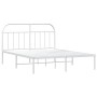 Estructura de cama de metal con cabecero blanca 150x200 cm de vidaXL, Camas y somieres - Ref: Foro24-353686, Precio: 105,94 €...