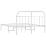 Metal bed frame with white headboard 150x200 cm by vidaXL, Beds and slatted bases - Ref: Foro24-353686, Price: 99,50 €, Disco...