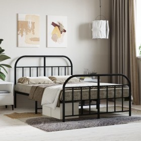 Bed frame with headboard and footboard black metal 120x190 cm by vidaXL, Beds and slatted bases - Ref: Foro24-353650, Price: ...