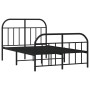 Estructura de cama con cabecero y pie metal negro 120x190 cm de vidaXL, Camas y somieres - Ref: Foro24-353650, Precio: 115,40...