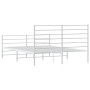 Metal bed frame with headboard and white footboard 135x190 cm by vidaXL, Beds and slatted bases - Ref: Foro24-352385, Price: ...