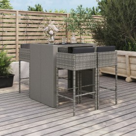 5-piece garden table and high stools with gray PE rattan cushions by vidaXL, Garden sets - Ref: Foro24-3200671, Price: 467,45...