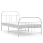 White metal bed frame with headboard and footboard 100x190 cm by vidaXL, Beds and slatted bases - Ref: Foro24-353696, Price: ...