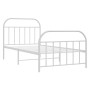 White metal bed frame with headboard and footboard 100x190 cm by vidaXL, Beds and slatted bases - Ref: Foro24-353696, Price: ...