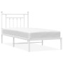 Metal bed frame with white headboard 90x190 cm by vidaXL, Beds and slatted bases - Ref: Foro24-353578, Price: 73,99 €, Discou...