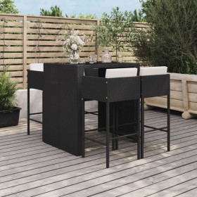 Gartentisch und Hochhocker 5 Stück und schwarze PE-Rattankissen von vidaXL, Gartensets - Ref: Foro24-3200670, Preis: 472,99 €...