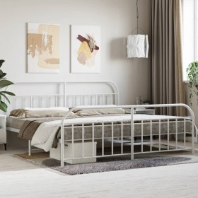 Metal bed frame with headboard and white footboard 200x200 cm by vidaXL, Beds and slatted bases - Ref: Foro24-353709, Price: ...