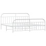 Metal bed frame with headboard and white footboard 200x200 cm by vidaXL, Beds and slatted bases - Ref: Foro24-353709, Price: ...