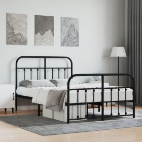 Bed frame with headboard and footboard black metal 120x190 cm by vidaXL, Beds and slatted bases - Ref: Foro24-352593, Price: ...