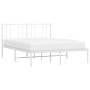 Estructura de cama de metal con cabecero blanca 150x200 cm de vidaXL, Camas y somieres - Ref: Foro24-352531, Precio: 118,99 €...