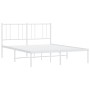 Metal bed frame with white headboard 150x200 cm by vidaXL, Beds and slatted bases - Ref: Foro24-352531, Price: 118,79 €, Disc...