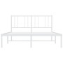 Metal bed frame with white headboard 150x200 cm by vidaXL, Beds and slatted bases - Ref: Foro24-352531, Price: 118,79 €, Disc...