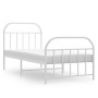 Metal bed frame with headboard and footboard white 90x190 cm by vidaXL, Beds and slatted bases - Ref: Foro24-353694, Price: 7...