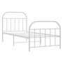 Metal bed frame with headboard and footboard white 90x190 cm by vidaXL, Beds and slatted bases - Ref: Foro24-353694, Price: 7...