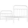 White metal bed frame with headboard and footboard 100x190 cm by vidaXL, Beds and slatted bases - Ref: Foro24-352639, Price: ...