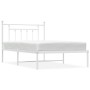 Metal bed frame with white headboard 107x203 cm by vidaXL, Beds and slatted bases - Ref: Foro24-353582, Price: 83,03 €, Disco...