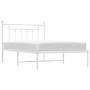 Metal bed frame with white headboard 107x203 cm by vidaXL, Beds and slatted bases - Ref: Foro24-353582, Price: 83,03 €, Disco...