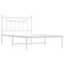 Metal bed frame with white headboard 107x203 cm by vidaXL, Beds and slatted bases - Ref: Foro24-353582, Price: 83,03 €, Disco...