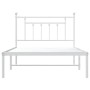 Estructura de cama de metal con cabecero blanco 107x203 cm de vidaXL, Camas y somieres - Ref: Foro24-353582, Precio: 83,03 €,...