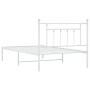 Estructura de cama de metal con cabecero blanco 107x203 cm de vidaXL, Camas y somieres - Ref: Foro24-353582, Precio: 83,03 €,...