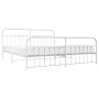 Estructura cama metal con cabecero y estribo blanco 200x200 cm de vidaXL, Camas y somieres - Ref: Foro24-352652, Precio: 145,...