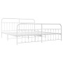 Metal bed frame with headboard and white footboard 200x200 cm by vidaXL, Beds and slatted bases - Ref: Foro24-352652, Price: ...