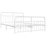 Metal bed frame with headboard and white footboard 160x200 cm by vidaXL, Beds and slatted bases - Ref: Foro24-352648, Price: ...