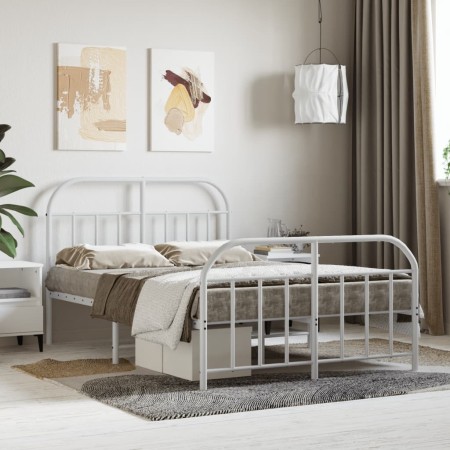 Metal bed frame with headboard and white footboard 120x200 cm by vidaXL, Beds and slatted bases - Ref: Foro24-353700, Price: ...