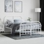 Metal bed frame with headboard and white footboard 120x200 cm by vidaXL, Beds and slatted bases - Ref: Foro24-353700, Price: ...