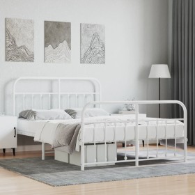 Estructura cama metal con cabecero y estribo blanco 140x200 cm de vidaXL, Camas y somieres - Ref: Foro24-352646, Precio: 141,...