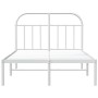 Metal bed frame with white headboard 120x200 cm by vidaXL, Beds and slatted bases - Ref: Foro24-353682, Price: 91,78 €, Disco...