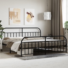 Black metal headboard and footboard bed frame 200x200 cm by vidaXL, Beds and slatted bases - Ref: Foro24-353660, Price: 144,9...