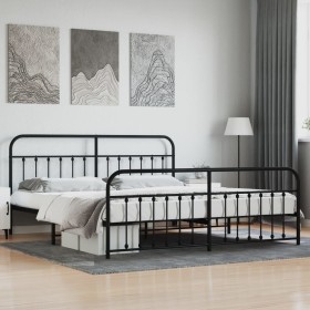 Black metal headboard and footboard bed frame 193x203cm by vidaXL, Beds and slatted bases - Ref: Foro24-352602, Price: 143,71...