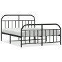 Estructura de cama cabecero y estribo metal negro 135x190 cm de vidaXL, Camas y somieres - Ref: Foro24-353652, Precio: 115,72...