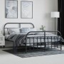 Black metal headboard and footboard bed frame 135x190 cm by vidaXL, Beds and slatted bases - Ref: Foro24-353652, Price: 115,7...