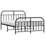 Black metal headboard and footboard bed frame 135x190 cm by vidaXL, Beds and slatted bases - Ref: Foro24-353652, Price: 115,7...